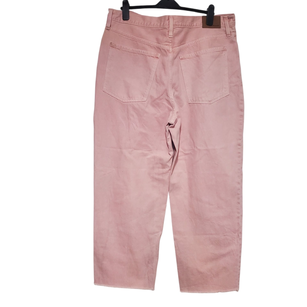 Madewell Pink Women's High Rise Cropped Wide Leg Jeans Unfinished Hem Size 32 - Picture 4 of 11